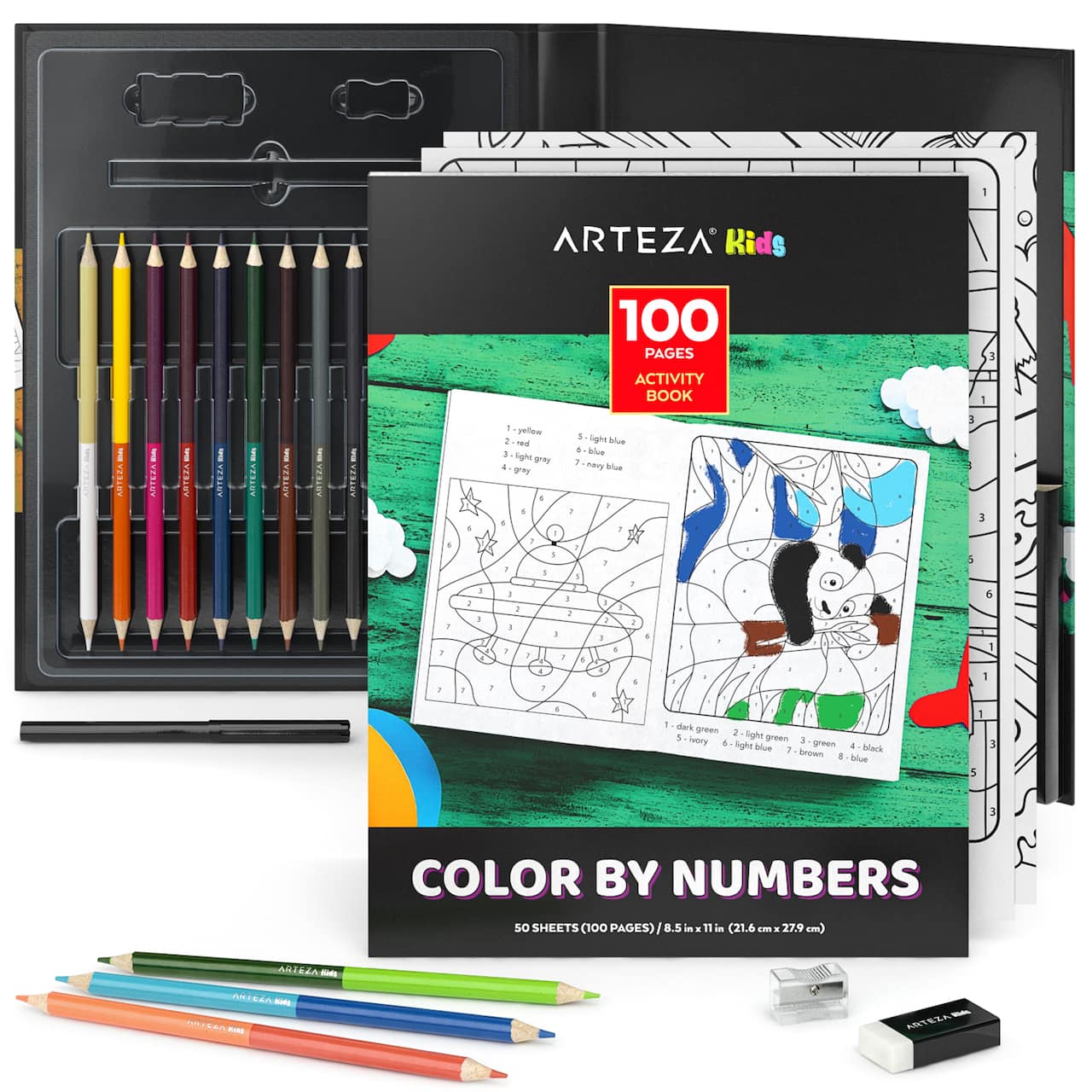 Arteza® Kids Activity Book, 50 pages, Color by Numbers